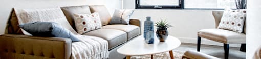 Bright living room at 99 Jasper in Edmonton, AB