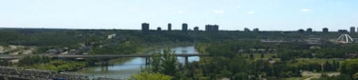 Unobstructed sights of the city from upscale apartments at 99 Jasper in Edmonton, AB
