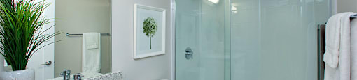 Royal Rose in Etobicoke, ON bathroom with stand up shower and upgraded cabinetry