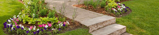 Acton Apartments gazebo with beautifully landscaped grounds in Acton, ON