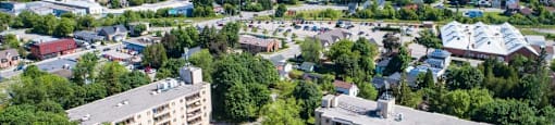 Drone image of Acton Apartments in Acton, ON