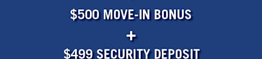 A promotional image for realstar offering a one month free rent, $500 move-in bonus, and $499 security deposit.