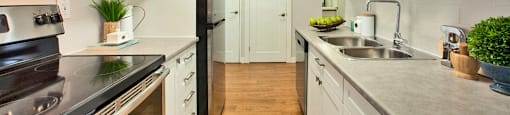 Albany Place modern kitchen with stainless steel appliances in Fort Erie, ON