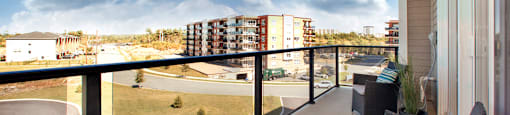 Amesbury Gate Balcony overlooking parking lot in Bedford, NS