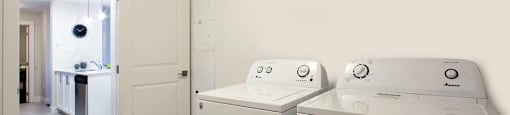 Amesbury Gate In suite laundry room with washer and dryer in Bedford, NS