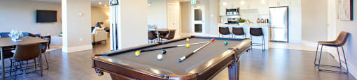 Amesbury Gate Open social room with pool table in Bedford, NS