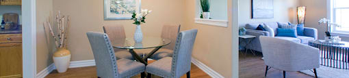 Baker Arms & Wexford Apartments dining area that comfortably fit table and four chairs in Dartmouth, NS