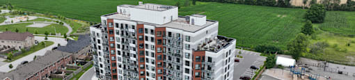 building exterior at Bayfield Tower Apartments in Barrie ON