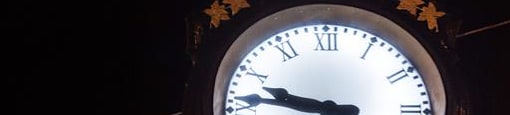 Clock glowing at night
