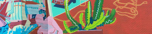 Colourful mural on side of building