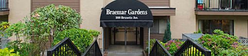 Braemar Gardens apartments building exterior entrance in Coquitlam, BC
