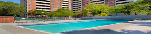 Cambridge Place Apartments featuring seasonal outdoor pool in Scarborough, ON