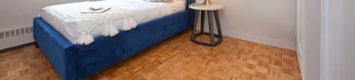 Highpoint Kitchener in Kitchener, ON bedroom with window includes window coverings