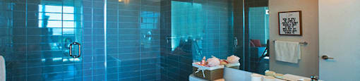 Cityview Apartments Bathroom with sliding glass shower doors in Brampton, ON