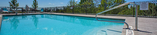 Cityview Apartments Pool with stairs and handrail to enter the shallow end in Brampton, ON