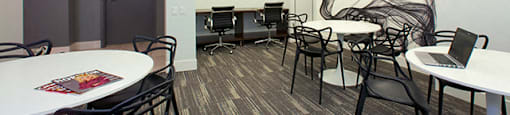Cityview Apartments Common area with a smoky pattern on the wall in Brampton, ON