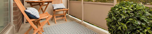 Dorchester Apartments charming balcony with view of surrounding area in Niagara Falls, ON
