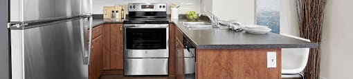 Elizabeth Gardens in Edmonton, AB kitchen includes stainless steel appliances