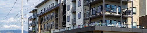 Luxury apartments exterior building The Ambrosi BC Kelowna.