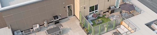 Glenmore Central in Kelowna, BC drone image of rooftop patio