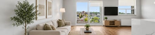 Harbourview Apartments penthouse suite living room in Oakville, ON