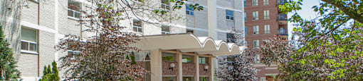 Harbourview Apartments building entrance in Oakville, ON