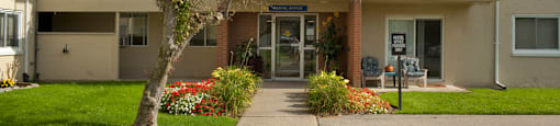 High Street Apartments building entrance in Fort Erie, ON