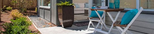 Hoylake Apartments in Victoria, BC outdoor patio on first floor suites