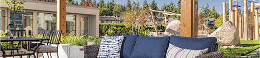 Inlet Glen Apartments Social Room Terrace featuring gazebo lounge seating in Port Moody, BC