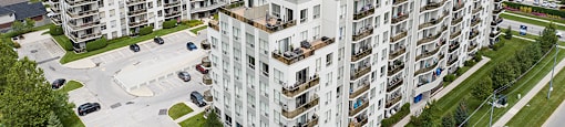 Juliana Place Apartments building drone exterior in Woodstock, ON