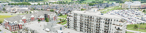 Juliana Place Apartments building drone exterior in Woodstock, ON