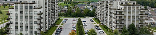 Juliana Place Apartments building drone exterior in Woodstock, ON