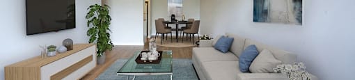 Leamington Heights open concept living room with view of dining area in Leamington, ON