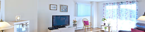 Les Jardins Hauterive in Sherbrooke, QC living room with luxury vinyl flooring throughout