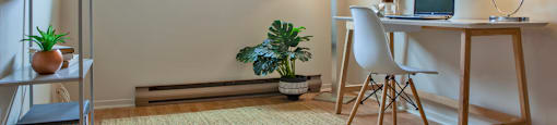 Second bedroom, set up as a home office at Lorneville Apartments in Cornwall, ON