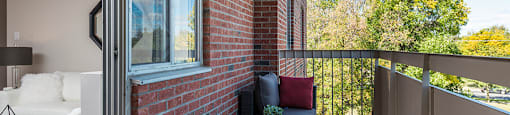 Lorneville Apartments half of a spacious balcony in Cornwall, ON