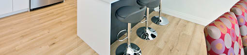 Lumineau in Sherbrooke, QC kitchen with stainless steel appliances and breakfast bar