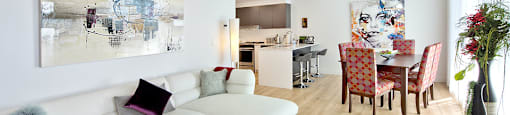 Lumineau in Sherbrooke, QC open concept kitchen, living and dining room