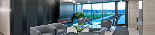 Lumineau in Sherbrooke, QC lounge seating in lobby entrance
