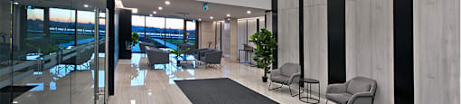 Lumineau in Sherbrooke, QC newly renovated bright lobby with seating