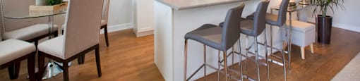 Lyndon Place open concept kitchen with built-in breakfast bar in Niagara Falls, ON