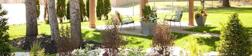 Marlan Towers gazebo surrounded by beautifully landscaped grounds in Owen Sound, ON