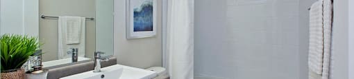 Millside Tower bathroom with full size bathtub in Milton, ON