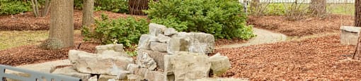 Millside Towers gazebo on property grounds in Milton, ON
