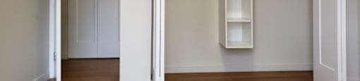 Primary bedroom closet in a revitalized open-concept suite at Moira Apartments in Belleville, ON.