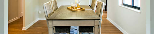 Northgate Towers dining room with hardwood flooring in Woodstock, ON