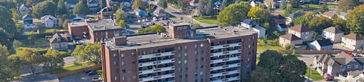 Northgate Towers in Woodstock, ON exterior drone view