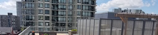 Rooftop terrace at Novare in New Westminster, BC