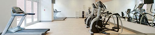 Fitness center with elliptical machines