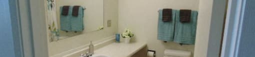 Willowbrook Estates in Brooks, AB bathroom with large mirror